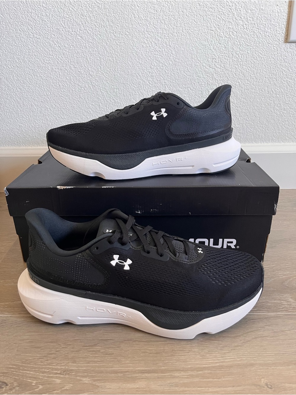 Under Armour Black & White HOVR Trainer Sneakers